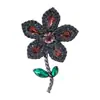 Broche de Flor Vintage Desgastado con Diamantes Completos e Incrustaciones de Gemas de Colores, Pin con Forma de Planta, Accesorio de Alta Gama para Trajes y Abrigos