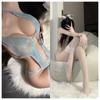 Yuying Ropa interior sexy europea y americana sensación caliente encaje cuello mono puro querer abrir archivo pasión pijamas libres 506