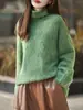Gola alta de lã com estampa floral para mulheres, macia e amiga da pele, quente e versátil para camadas de outono e inverno