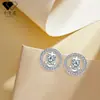 Brincos de Prata de Lei S925 Banhados a Ouro Real com Pino, Âncora Redonda, Coração Vazado para Mulheres com Zircônia, Tendência de Joias de Orelha de Nicho da Moda