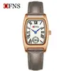 Ofns Comercio Exterior Wholesale Reloj de Mujer Forma de Barril Dos Manecillas Medio Cuarzo Resistente al Agua Números Romanos Reloj de Mujer Retro