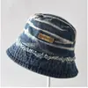 Etiqueta de Cuero con Color Degradado y Bordes Deshilachados, Nuevo Sombrero de Pescador de Mezclilla de Primavera para Mujer, Sombrero de Sol Casual y Sencillo Que Hace que la Cara Parezca Más Pequeña