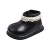 Botas de Cuero Cálido con Felpa para Niña Pequeña 2026 Invierno Nuevas Zapatos de Princesa con Adorno de Encaje Botas Martin