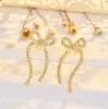 Nuevos Pendientes Populares de Gama Alta S925 Plata de Ley con Forma de Lazo con Microincrustación Completa de Diamante y Baño de Oro Real