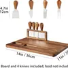 Cubiertos de bambú, cuchillo y tenedor, tabla para pan y bistec, tabla de cortar, plato gourmet, tabla de quesos, tabla de madera de bambú, juego de bambú, tabla de cortar