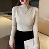 Suéter de Manga Larga de Cuello Alto para Mujer Otoño Invierno Nuevo Versátil Ajustado Manga Larga Ropa Interior Tejido Top de Moda Talla Única