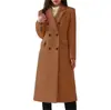 Abrigo largo de lana cruzado de doble botonadura, diseño entallado en la cintura para un efecto adelgazante, abrigo de lana hasta la rodilla, abrigo de lana elegante y sofisticado para otoño e invierno