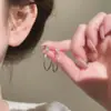 Pendientes de Aro con Zirconia Brillante en Forma de C y Diamante Individual 2026 Nuevo Estilo Lujo Ligero Sensación de Alta Gama Aros Adelgazantes para la Cara de Moda y Versátiles
