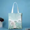 Bolsa de lona tipo tote con estampado de tinta china, un bolso simple y artístico para mujer, adecuado para el uso diario y para ir al trabajo.