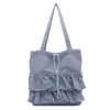 2026 Nuevo Bolso de Hombro con Estampado a Cuadros Bloques de Color y Adorno de Encaje, Bolso Tote de Gran Capacidad