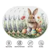 Mantel de Encaje de Lino para Producto Nuevo de Primavera y Verano, Mantel de Conejo de Pascua, Impresión Plana