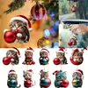 Acrílico Divertido Lindo Gato Gordito Bola Navideña de Mano Adorno Colgante Decorativo para Árbol de Navidad Llavero Celebración Navideña