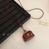 Moda Vintage Marrón Monedero Pequeño Collar Diseño Nicho Estilo Exquisito Elegante Cadena Larga de Lana Accesorios para Mujer