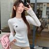 Cor Aveia 2026 Novo Suéter de Tricô de Manga Longa para Outono Inicial Feminino, Versátil Casual Gola Redonda Slim Fit Top