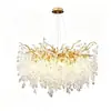 Lustre de cristal de luxo leve estilo francês para sala de estar, sala de jantar, quarto, design em forma de árvore para villa e duplex, lâmpada de floco de neve de árvore da fortuna