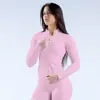 Jaqueta Esportiva ao Ar Livre Df Transfronteiriça Totalmente Fosca Tecido Ultra Macio Ajustada Manga Longa Para Corrida Esportes com Zíper Roupa de Yoga Manga Longa Feminina