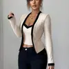 Conjunto de punto acanalado de dos piezas simulado con borde negro de estilo francés europeo y americano transfronterizo 2026 para mujer, vestido corto ajustado a la cintura de chicas europeas y americanas de moda
