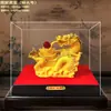 Adornos de Terciopelo Dorado Año del Dragón Zodiacal Artesanías de Dragón Chapadas en Oro Adornos para Sala de Estar Regalos para Tiendas 4S Reunión Anual de Compañía de Seguros