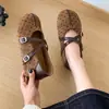 Diadema de lunares francesa Zapatos semiabiertos Ropa exterior para mujer Mary Jane de suela plana Temperamento Casual Slip-On Antideslizante que aumenta la altura Zapatos de un solo color