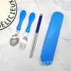 Tenedor, Cuchara y Palillos de Dibujos Animados Lindos, Juego de Cubiertos de Tres Piezas para Uso en Casa, Acero Inoxidable con Mangos de Plástico, Juego de Cucharas con Forma de Calabaza para Niños