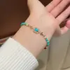 Pulsera de cuentas turquesas de lujo para mujer, diseño único, elegancia de alta gama, versátil, moderna y joyería personalizada