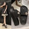 Novedad Verano y Otoño 2025 Estilo Popular Que Alarga la Altura Moda para Interiores Hogar Suela Gruesa Antideslizante Ligeras Casuales Chanclas de Exterior para Mujer
