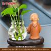 Vaso hidropônico de planta rosa verde chinês Huineng Little Monk Flower Desk Pequenos ornamentos Decorações de mesa de chá para casa