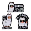 Broche de Animal de Dibujos Animados Lindo Alpaca Patrón Biye Letras Inglesas Accesorios para Ropa Mochila Insignia Pin