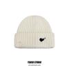 Chapéu de Lã Tricotado com Buracos, Estilo Celebridade da Internet, para Mulheres, Quente de Inverno, Coreano, Doce, Amor Bordado, Proteção para Orelhas, para Homens