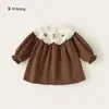 Coleção de Vestidos de OutonoNovos Vestidos de Manga Longa para Meninas, Saias para Bebês e Meninas Pequenas, Vestidos de Outono e Inverno para Meninas