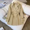 Nuevo Gabardina de Solapa para Mujer Primavera 2026, Cintura Media, Casual, Versátil, Adelgazante, Talla Petite, Gabardina de Primavera y Otoño