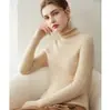 Nuevo suéter de punto sin costuras 100% cachemira para otoño e invierno para mujer, de cuello alto, corte ajustado, camiseta básica de punto con cuello superpuesto