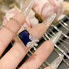 Pintura a óleo vibrante de camélia Corrundo azul Tan sang Colar totalmente cravejado de diamantes feminino Banhado a 18K Microincrustado Cristal de diamante colorido Borboleta Corrente de clavícula feminina