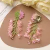 Aretes de Cuentas de Arroz de Color Fresco Contrastante con Borla de Lirio del Valle Estilo Festivo DIY Aretes Accesorios para el Cabello de Mujer