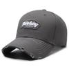 Gorra de béisbol rasgada de nicho para mujer estilo coreano parche bordado que hace que la cara se vea pequeña gorra con visera de copa dura para hombre sombrero para el sol moderno que combina con todo