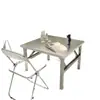 Mesa Dobrável de Aço Inoxidável para Uso Doméstico, Montagem de Barraca ao Ar Livre, Barraca de Feira Noturna Comercial, Mesa Quadrada Pequena, Mesa de Jantar Simples, Metal