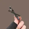 Grampo de Cabelo Fashion Preto Fosco Novo com Strass Presilha Lateral da Testa Presilha para Franja Presilha de Mola Presilha Bico de Pato Acessório de Cabelo Estilo Japonês e Coreano