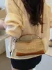 Bolso Cruzado Nuevo Sencillo de un Solo Hombro, Bolso de Paja Versátil Retro, Diseño de Bloques de Color de Moda Nicho, Bolso Tejido Arcoíris