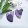 Cuidado Facial de Amatista Cristal de Jade Gua Sha Masajeador de Pulgar en Forma de Cuerno para Desobstrucción de Meridianos