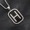 Colar Pingente Quadrado Preto com Gota de Óleo de 26 Letras Transfronteiriço Amazon Mais Vendido Pingente Distintivo de Liga Corrente de Suéter