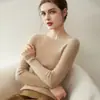 Suéter feminino gola redonda, prêt-à-porter de primeira linha, 100% cashmere, caimento justo, quente, camada base de malha justa