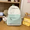 Mochila Fofa Simples Estilo Coreano para Mulheres, Grande Capacidade, Mochila Escolar Estudantil com Grafite Fofo, Mochila Doce e Versátil