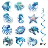 Candelabro Espiral Decorativo Temática Océano de Verano Animales Submarinos Etiqueta Colgante Espiral Decorativa para Fiesta de Cumpleaños Hawaiana