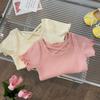 Camiseta Nova de Verão para Menina Combina com Tudo Estilo Ocidental Tendência da Moda Manga Curta Nova Cor Doce Casual Camisa Básica na Moda