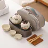Horno Ru Caqui Ruyi Tetera de Mano Set de Té de Viaje con Tetera de Cerámica Agrietada Logo del Set de Té de Viaje Disponible