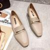Novidade Primavera 2026 Estilo Coreano Bico Quadrado Metalizado Salto Bloco Mocassins de Calçar Sapatos Casuais Femininos