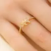 Anillo Abierto Ajustable Estilo Minimalista Europeo y Americano de Alta Gama Microincrustado con Circonita para Mujer, Anillo de Estrella Estilo Lujo Ligero al por Mayor