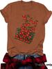 Em estoque Moda europeia e americana gola redonda top estampado de frutas cereja camiseta feminina Amazon em estoque manga curta solta comércio exterior