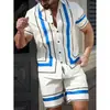 Cross26 Nueva Moda Temperamento Compras Callejeras Juego Ocio Holgado Impresión Digital 3D Manga Corta Conjunto de Dos Piezas