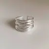 Anel Liso em Prata de Lei S925 Anel com Flor Escovada e Zircônia Anel Aberto para Dedo Indicador Feminino de Nicho Alto Padrão Não Desbota Atacado